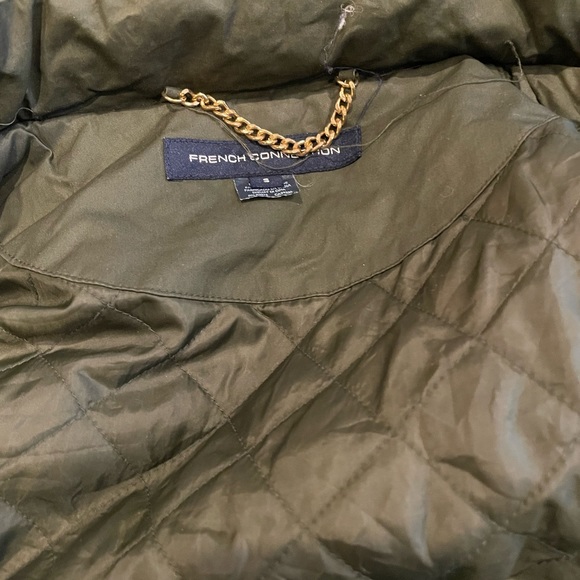 French connection szS pine green anorak w faux faux fur/leather trim - Picture 11 of 14